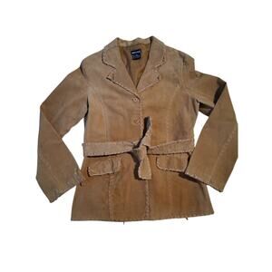 Y2K Vintage Wet Seal Leather Women's size Large Hippie Stiched Western Blazer